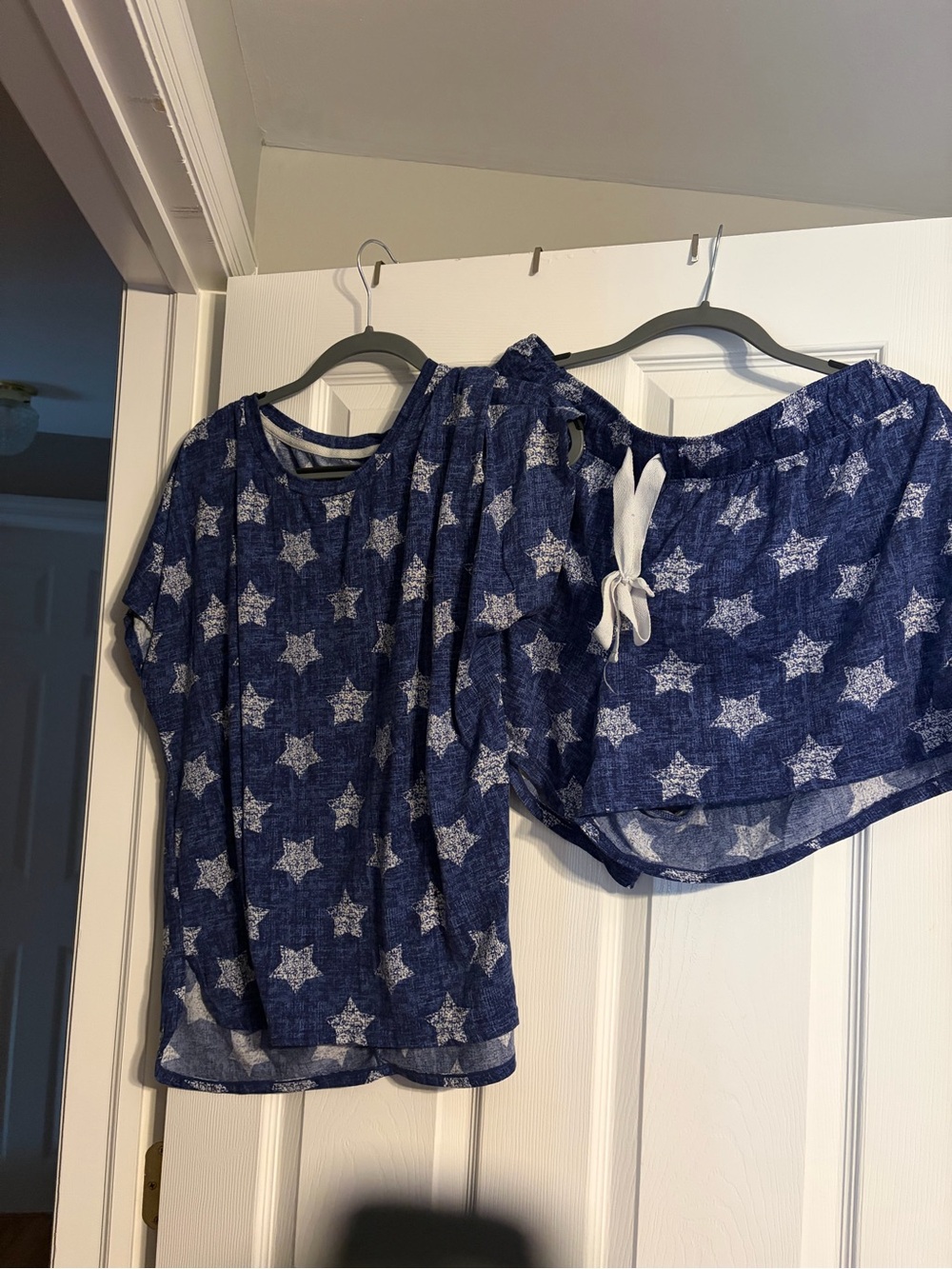 Secret Treasures Navy Blue Star Print Short Sleeve Top